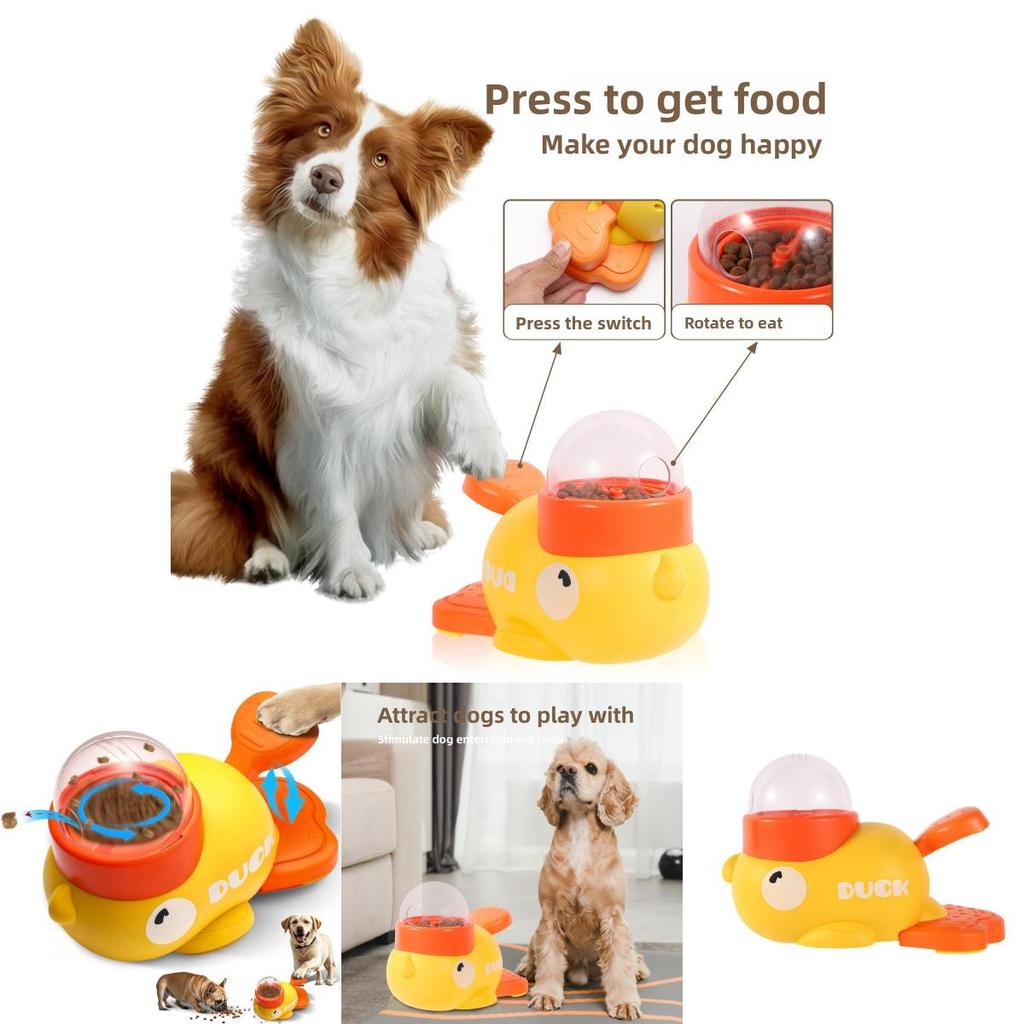 Yellow Pet Food Dispenser And Interactive Toy For Cats And Dogs With Abs Construction