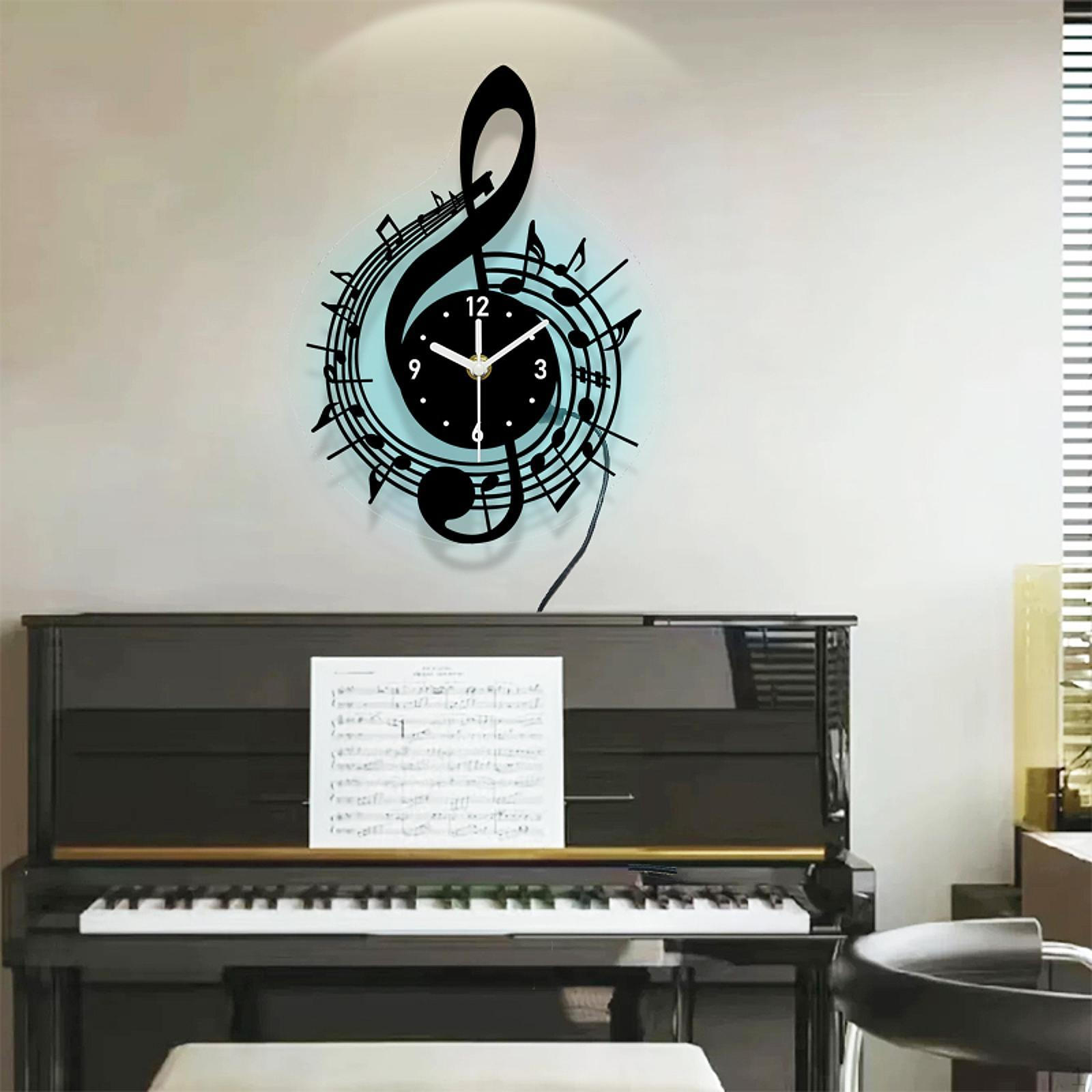 Настенные часы с музыкальной нотой, Декор, Стильное уникальное украшение, Декоративные для кухни, Фермерского дома, Гостиной 31.6cmx40cm