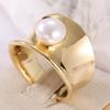Minimalist Inlaid Imitation Pearl Women's Ring Sparkling Gold Color Geometry Daily Wear Party Jewelry Anniversary Gift
