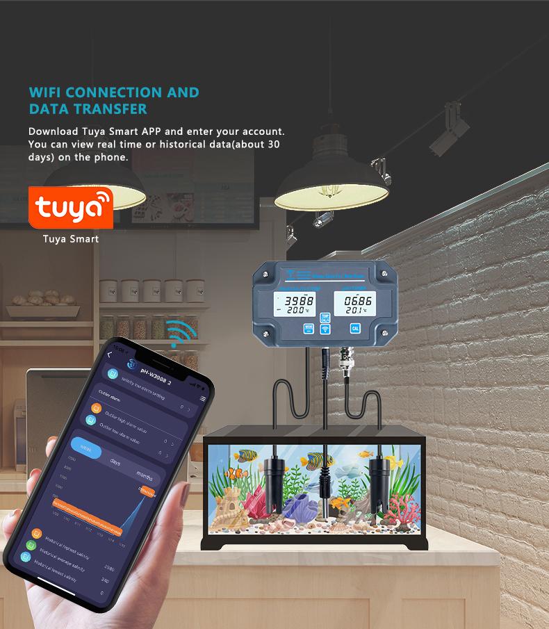 Smart Wifi Online Water Quality Tester Wireless 6 in 1 Water Monitor PH EC TDS SALT G.S Temperature Meter By Mobile APP Control