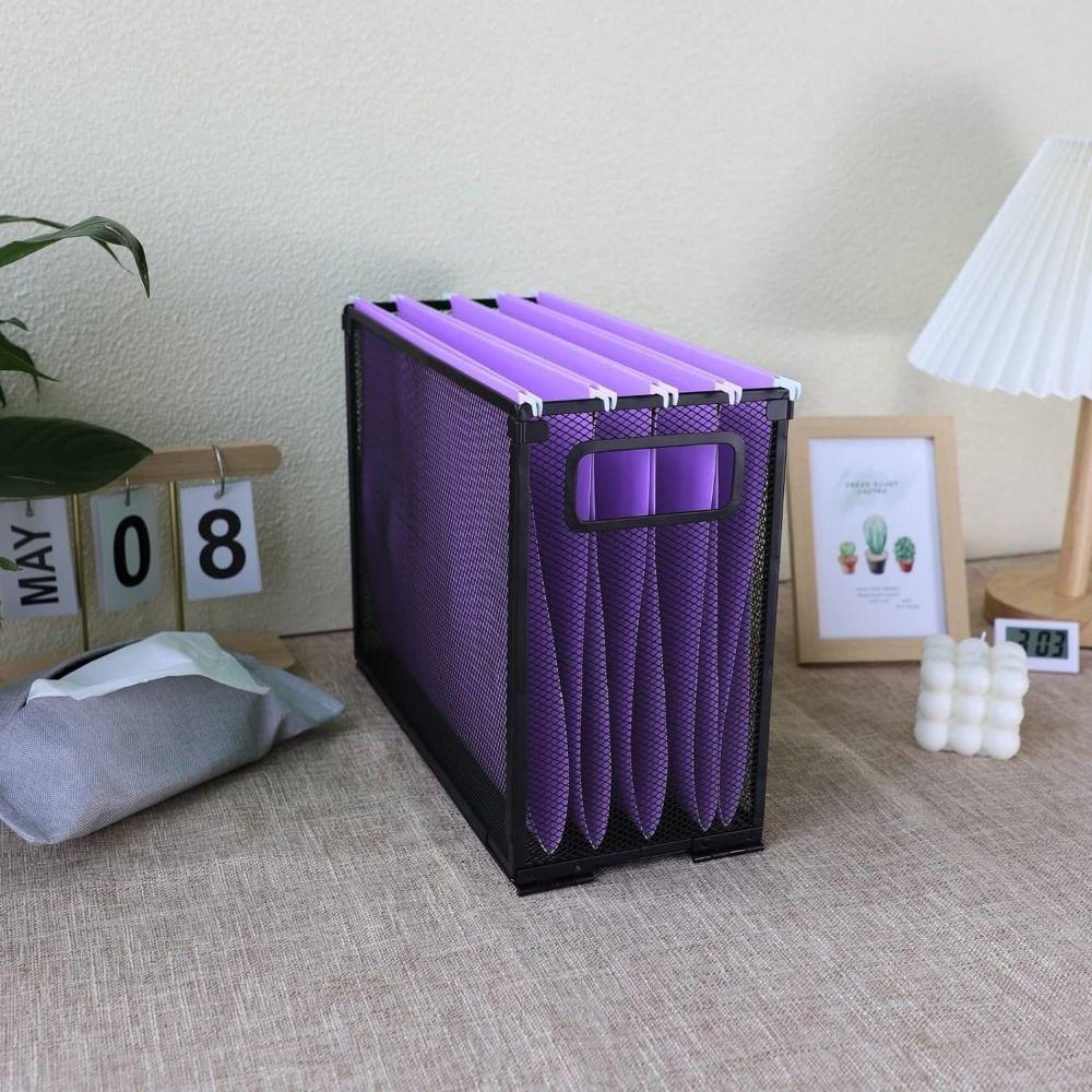 Mesh Metal Office Filing Crate Detachable Document Tray Portable File Holder Organizer  Home