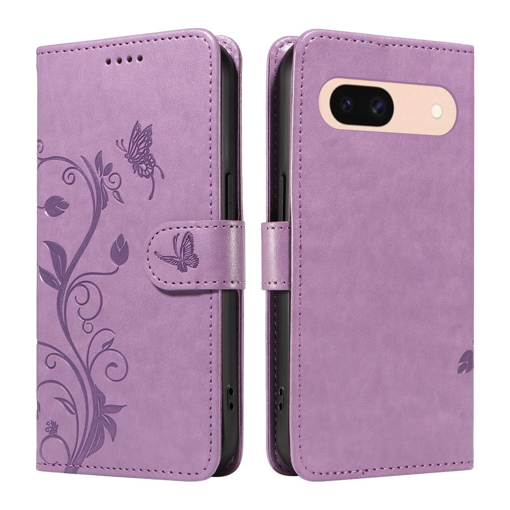 For Google Pixel 8a PU Leather Cases Flower Pattern Wallet Stand Phone Cover with Strap