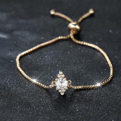 Damenarmband mit glänzendem weißen Zirkonia, luxuriöses goldfarbenes Armband, schillernder Schmuck für Hochzeiten und Partys