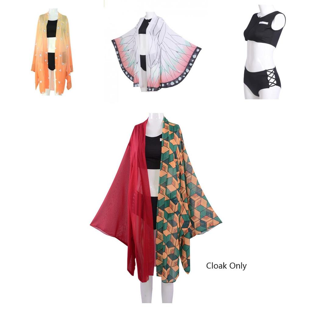 Stunning Demon Slayer Kimetsu No Yaiba Bikini Swimsuit Set With Beautiful Cloak For Summer