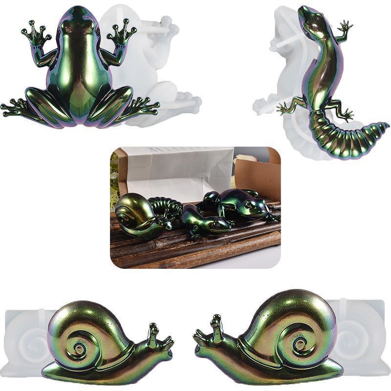 1 Pcs 3D DIY Crystal Glue Mold Easter Lizard Snail Animal Ornament Jewelry Silicone Mold New