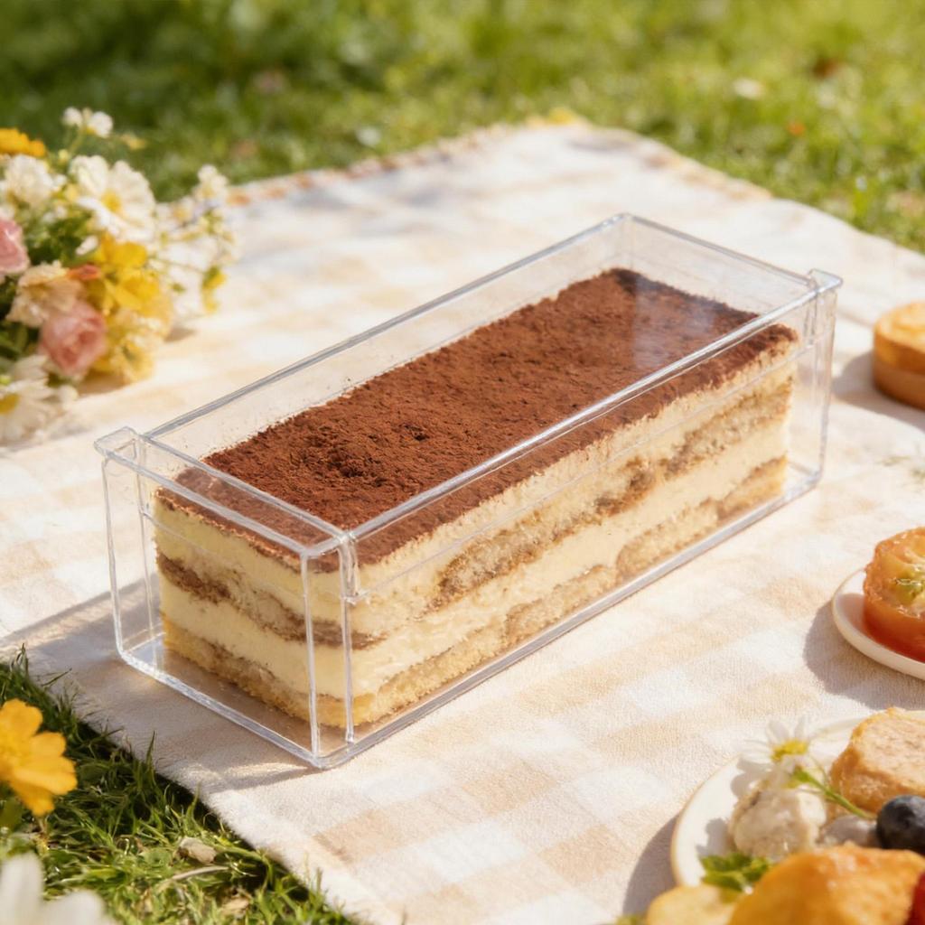 Multifunctional Rectangular Tiramisu Container with Lid, Lightweight, for Desserts, Ideal At