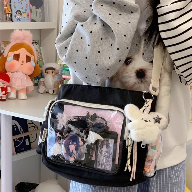 Stylish Transparent Versatile Shoulder Bag Women Fashion Crossbody Bags Large Capacity Simple College School Messenger Bag