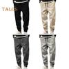 Men Pants Ankle-banded Side Pockets Drawstring Elastic Waist Loose Solid Color Gym Traning Jogging Sweatpants Long Trousersrk.