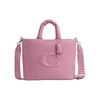 Coach Pillow Tote 34 Logo Top Zip Closure Smooth Leather Tote Bag Shopping Bag Shoulder Crossbody Handbag Large Women tote Silver Tulip CP095-SVQU