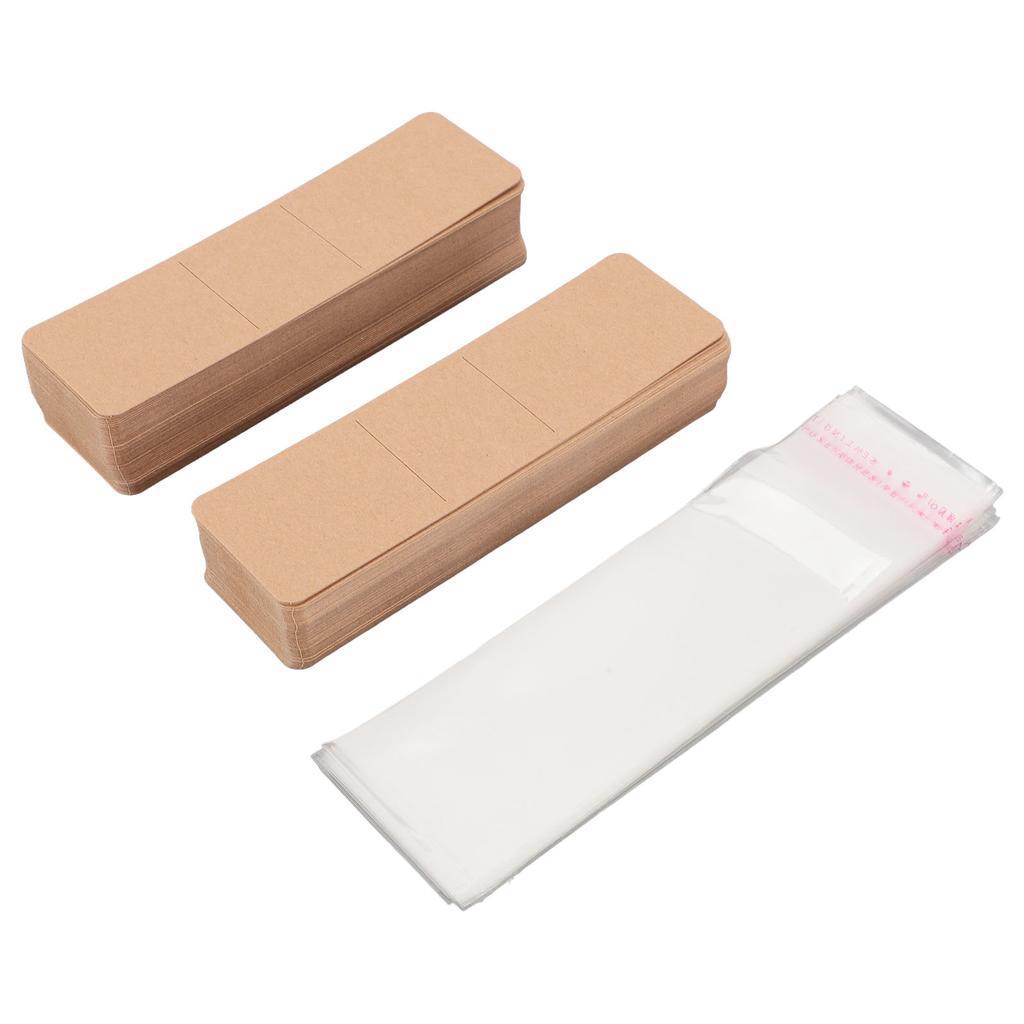 200 Stück Set Lesezeichenhülle Set Blanko Lesezeichen Displaykarte und Transparente Selbstklebetasche für