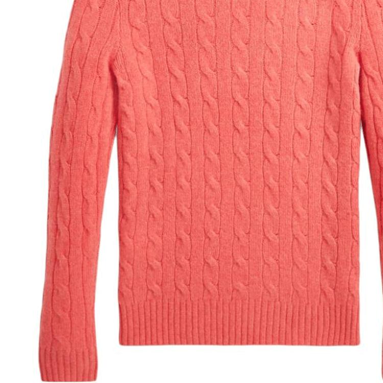 Polo Ralph Lauren FW24 Solid Color Crew Neck Cable Knit Small Pony Embroidered Slim Fit Long Sleeve Sweater Women Sweater Rose-Red WMPOSWENC021014-999