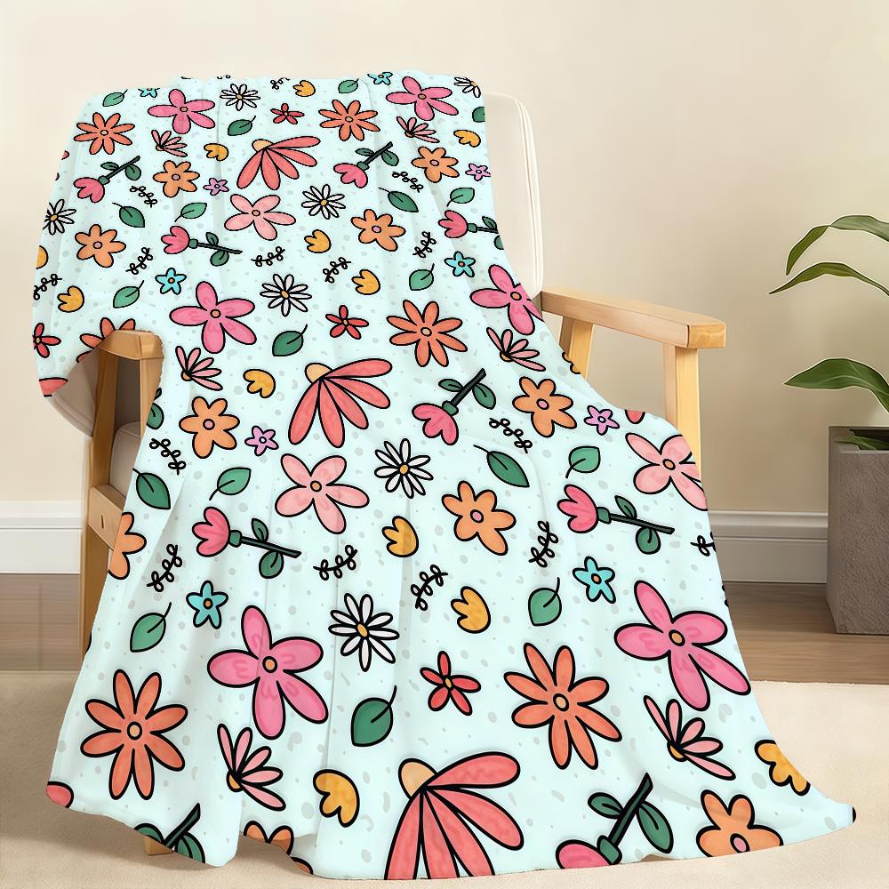 Modern Flower Pattern Blanket Soft Throw Blanket for Home Bedroom Bed Sofa Picnic Travel Office Rest Cover Blanket Gift