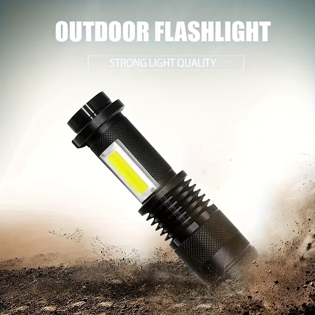 Tactical LED High Power Flashlight Rechargeable Zoom Strong Waterproof Outdoor Torch Aluminum Alloy COB Side Lights 3 Modes