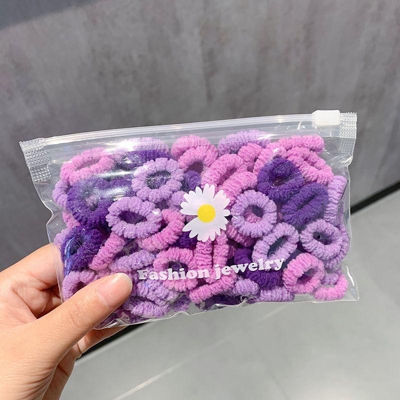 100PCS  Children's Candy Color Seamless High Elastic Headband Hair Loop Flower Small  Band High Hair Accessories.
