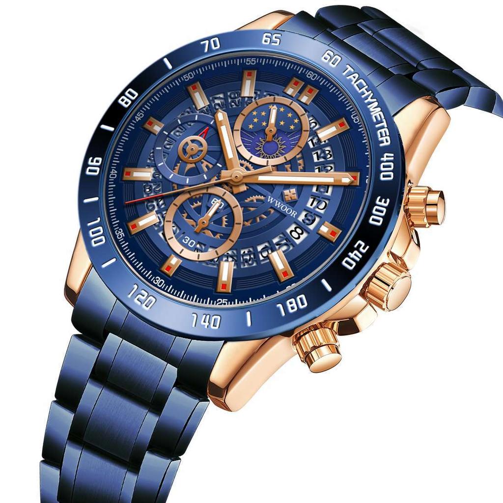 WWOOR Ceasuri de sport pentru bărbați de afaceri pentru bărbați Ceas de cuarț la modă rezistent la apă
