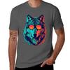 Wolf Vintage Wolf With Sunglasses Tshirt Plus Size Gym Sports Tshirt