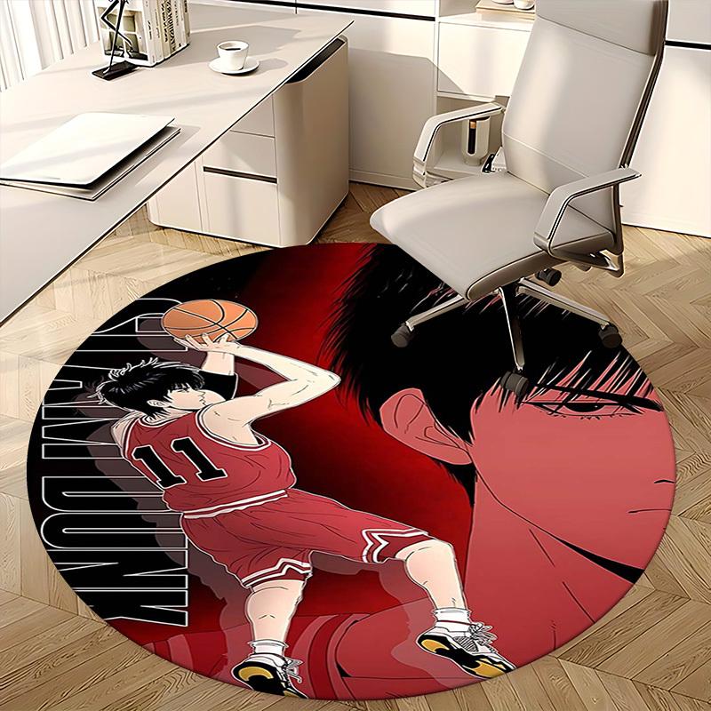 1pc Slam Dunk Anime Design Round Carpet - Perfect for Office Chair Mat, Home Decor