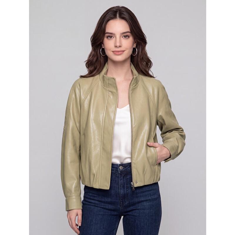 Vintage American Style PU Leather Stand Collar Jacket