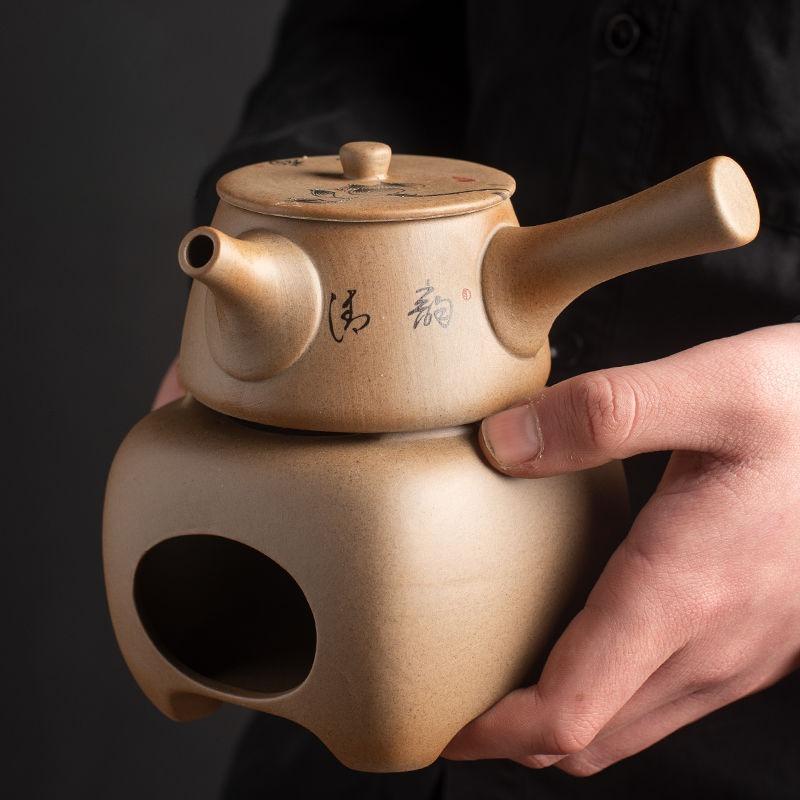 Coarse Pottery Separation Large Capacity Teapot Warmer Set Desktop Heated Candle Wax Holder Household Tearoom Incense Burner