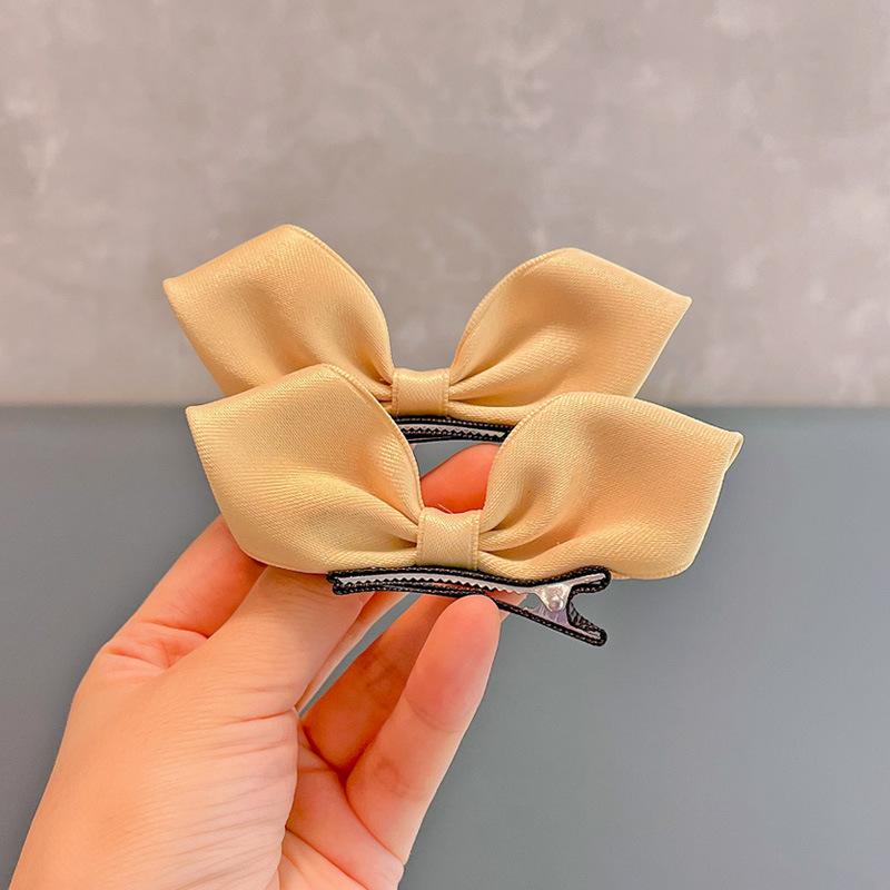 2pcs/set Double-Sided Bow Hair Clips with 3D Bunny Ears Baby Girl Duckbill Clips Cute Hairpins for Toddlers Hair Accessories