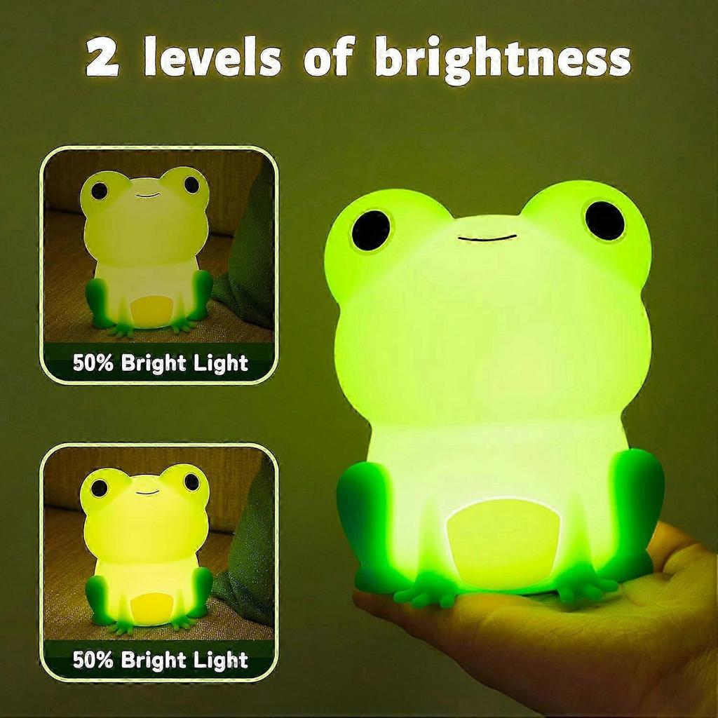 Cute Frog LED Night Light, Soft Silicone Touch Lamp for Kids, Portable Nursery Nightlight with Dimmable Timer