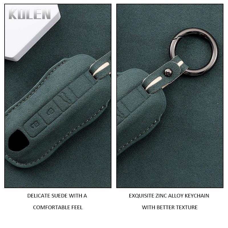 AABKR1 Leather Car Remote Key Case Cover Shell For Porsche Panamera Cayenne 971 911 9YA Boxster 3 Buttons Protected Fob Accessories Bag