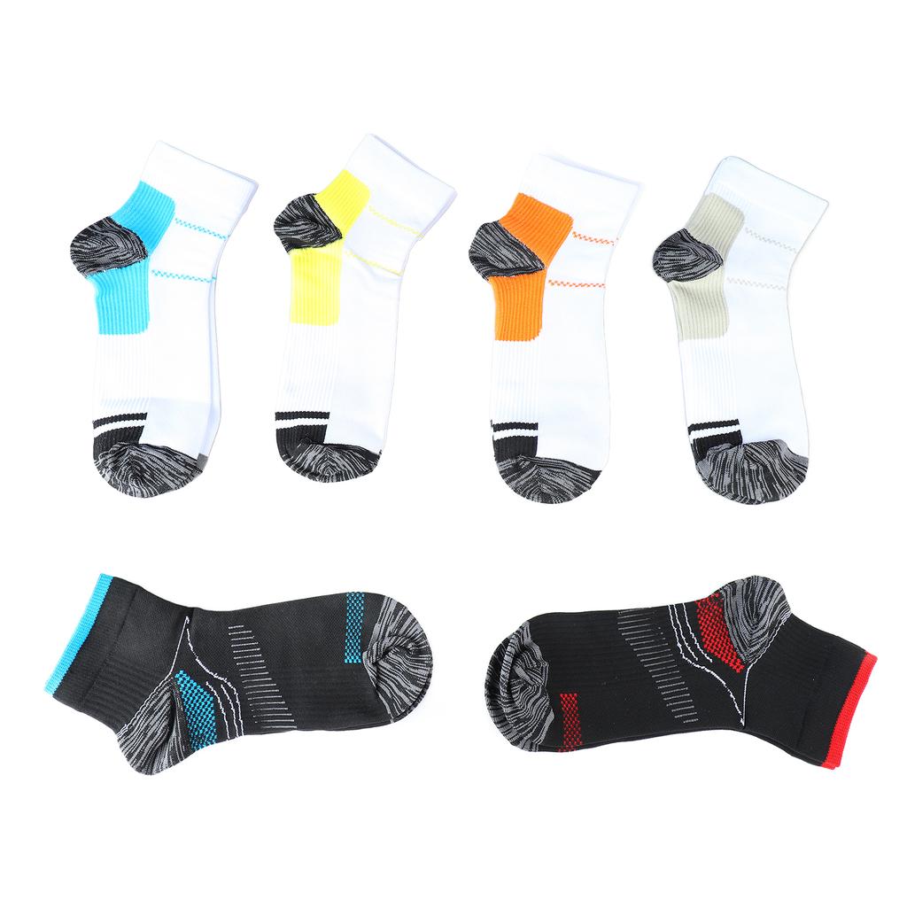 6 Pairs Short Sports Socks Sweat Absorption Breathable High Elasticity Compression Socks for Men Women Color Mixed Free