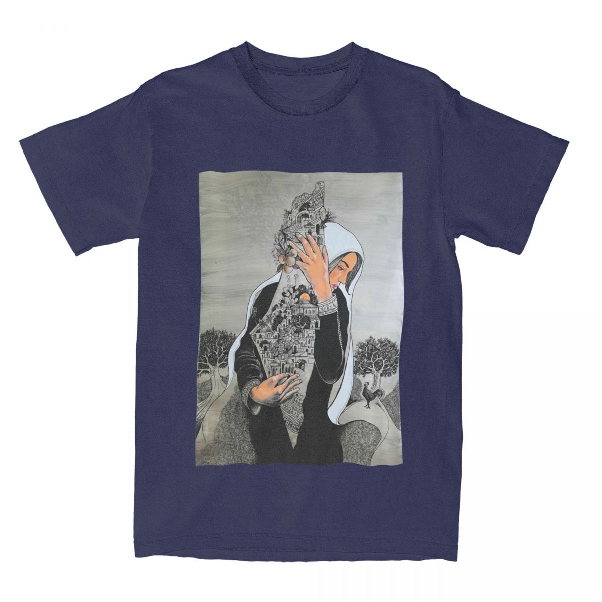 

Palestinian Woman Protecting The Land Of Palestine TShirt for Men Pure Cotton Tees Round Collar Short Sleeve T Shirts Clothing 4XL