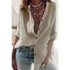 Roll Up Long Sleeve Shirts Women Breathable Soft Blouses Cotton Office Stand Collar Button Up Loose Tops