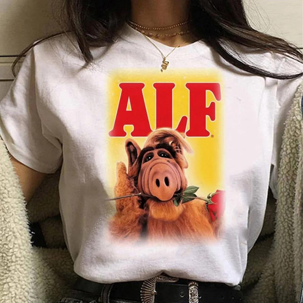 Alf Printed Y2K Tshirt Women 90s Trend New FeUnisex Tee Fashion Cartoon Short Sleeve T Shirt Graphic Top Print Ladies Clothing