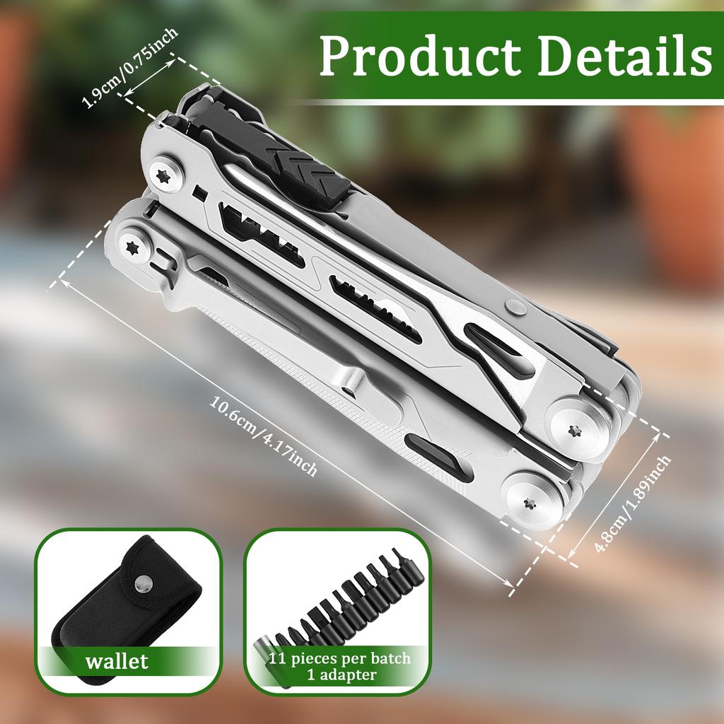 16 in 1 Multitool Plier Foldable Self Locking Multi Tool Plier Sturdy Mini Multitool Wrench for Outdoor Survival for Camping