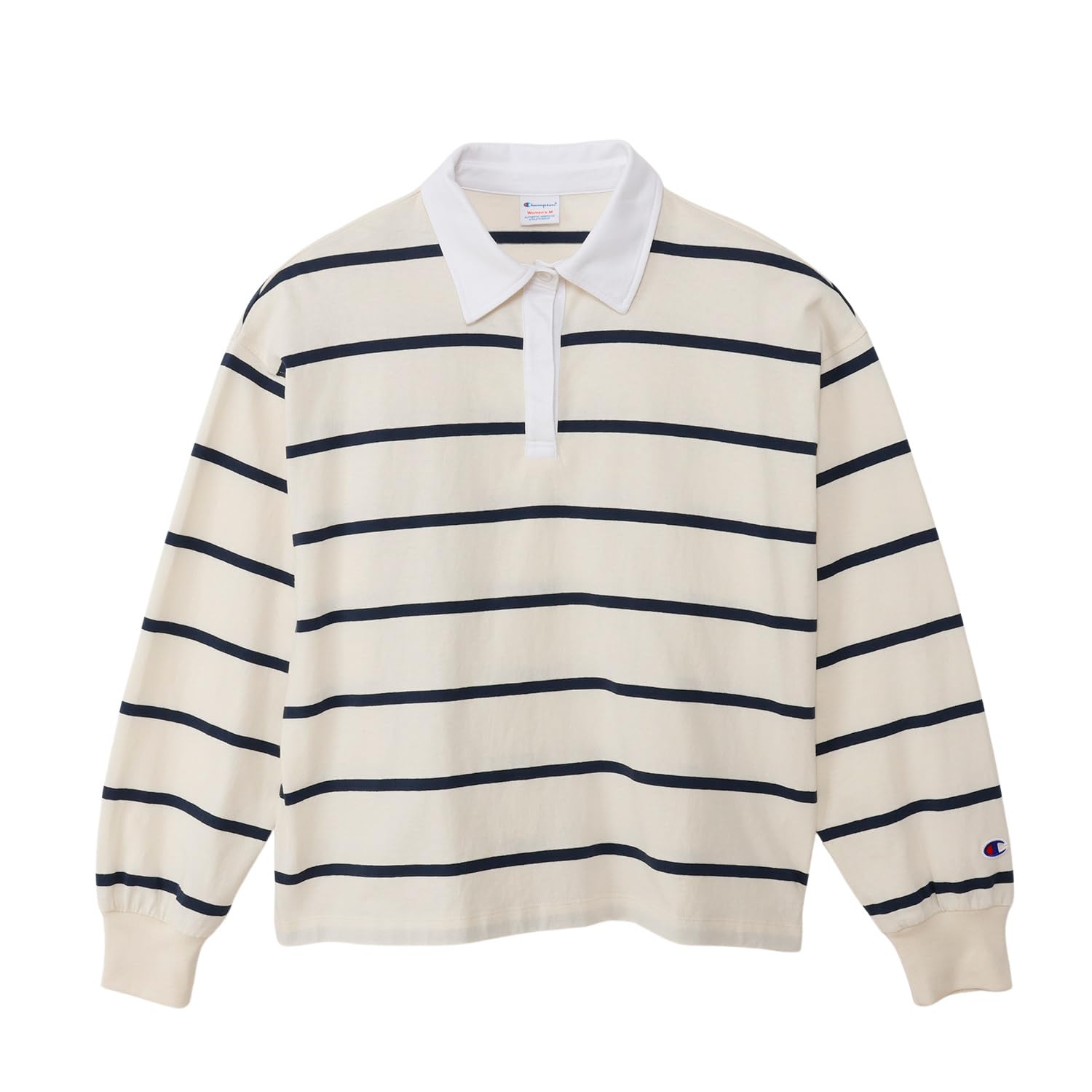 

Champion Casual Long Sleeve x Women s Shirt, 100% Cotton, Off-White Navy, CW-B401