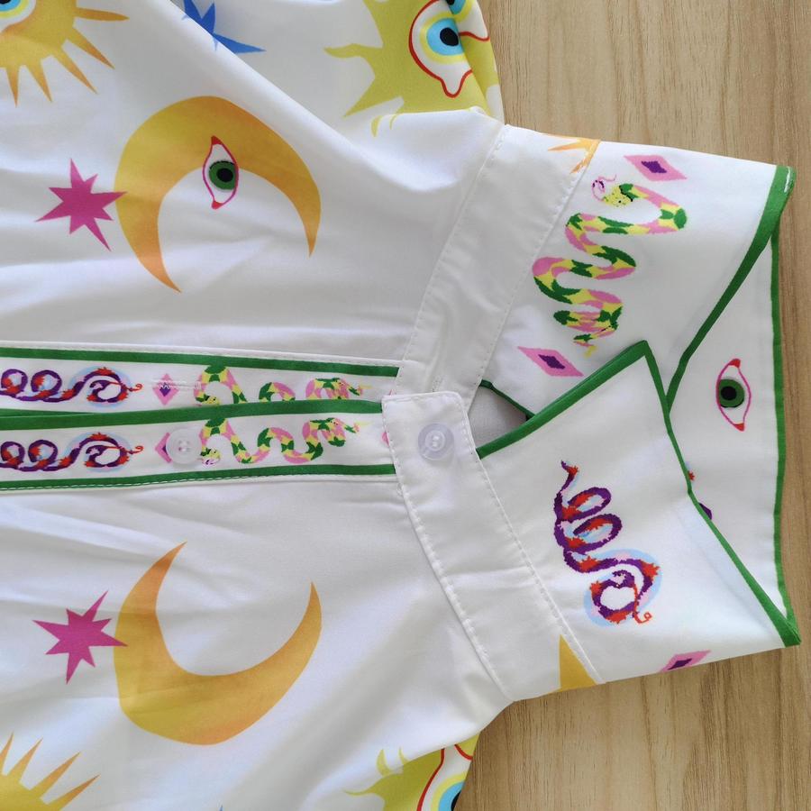 Spring Women's Fashion Printed Ruched Three-Quarter Sleeve Casual Fashion Pantsuit