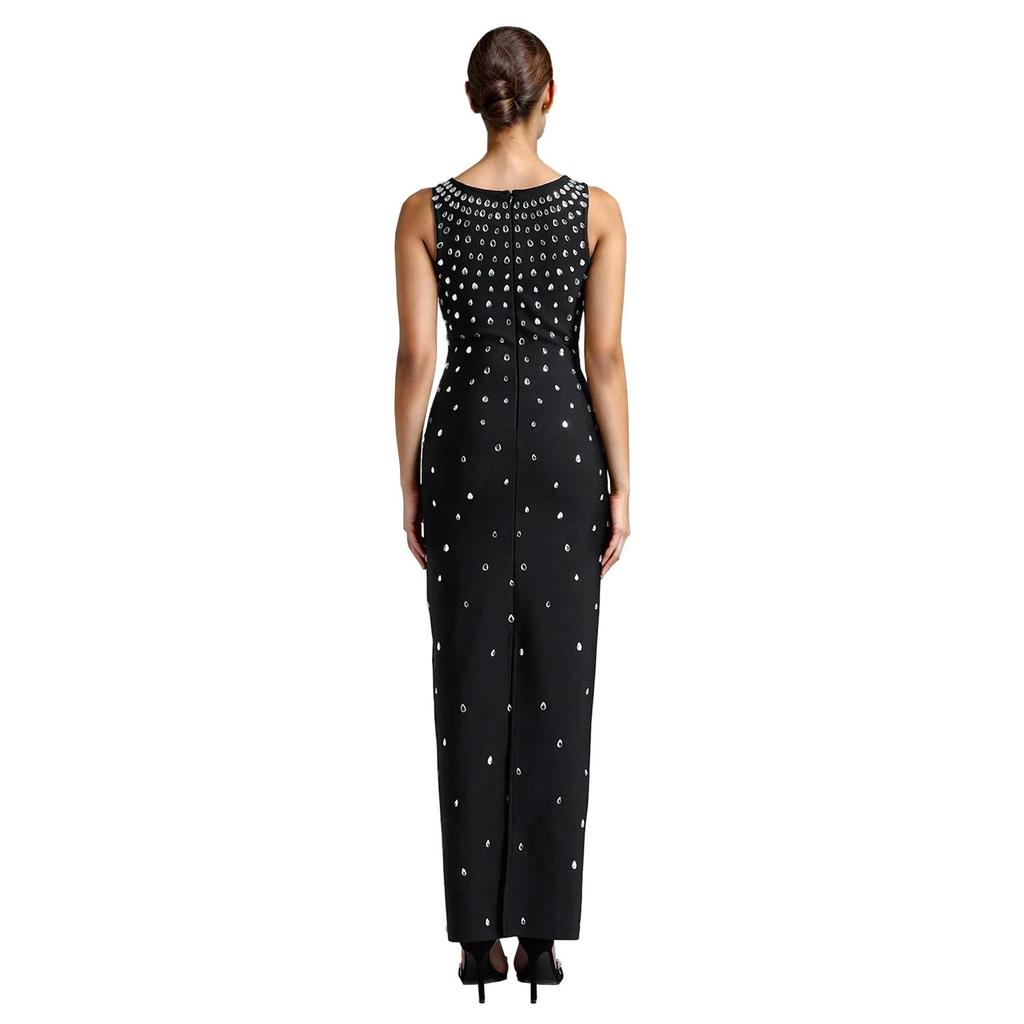 C7117 Fashion Women's Sleeveless U-neck Bodycon Dress with Hot Drilling, European and American Style.