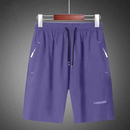 Pantaloni scurți casual de vară pentru bărbați, cu buzunare cu fermoar, cu șnur din talie elastică, cu picior lat, alergare, fitness, pantaloni scurti de plajă