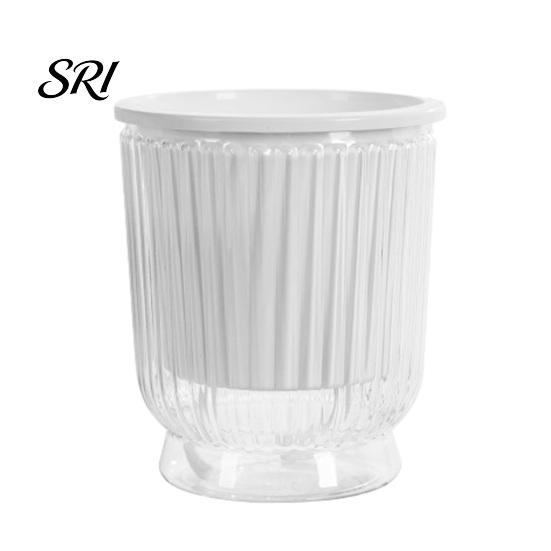 Breathable Plant Pot Self Watering Plastic Flower with Water Reservoir Easy Care Indoor Planter Wick Ropes Modern for Home Office Desktop Low