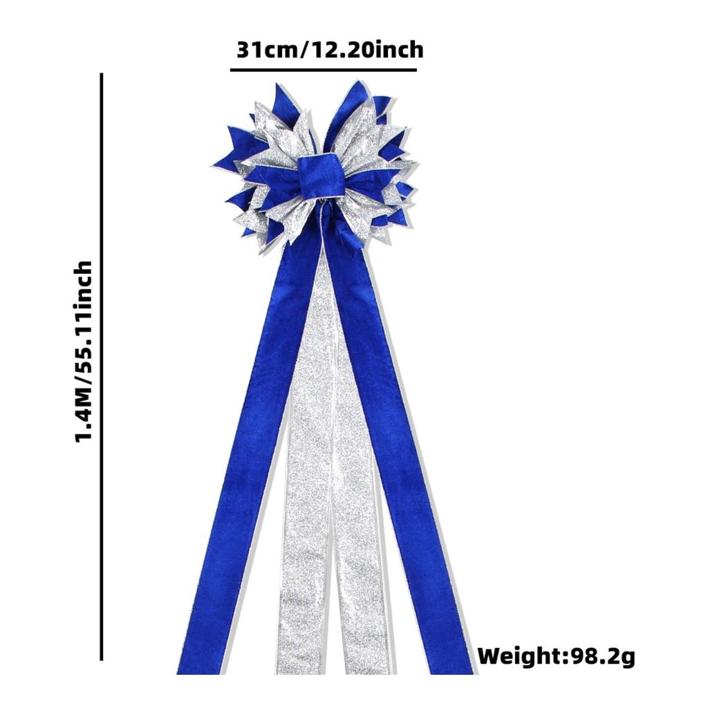 Holiday Ornament Oversized Large Tree-Top Bow with Hanging Ribbon Tails Festive