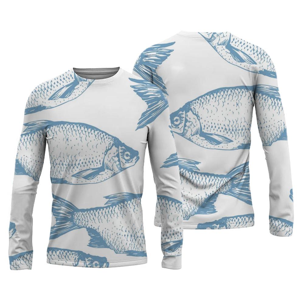 New Men's Fishing Shirts Customizable Print T-Shirt Fishing Apparel Long Sleeve Fishing Shirt Outdoor Sports Crewneck Tops 6XL