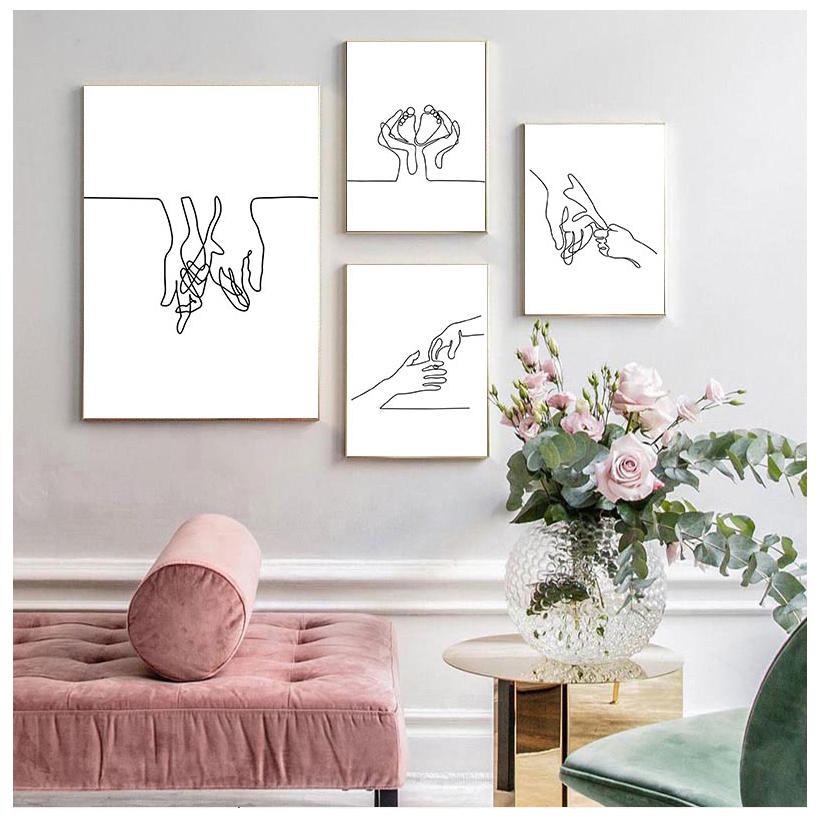 Geometric Line Drawing Picture Home Decoration Nordic Canvas Painting Wall Art Figures Family Love Poster