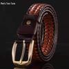 Men's Artistic Retro Woven Leather Belt with Pin Buckle - Ethnic Style Mesh Design
