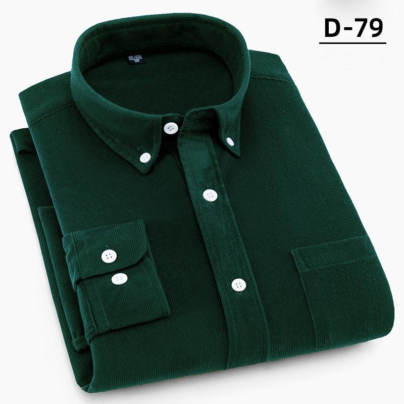 Men's Corduroy Shirts Long Sleeve Fashion Casual Regular Fit Soft Comfortable Pocket Dress Shirt For Men Blouse Clothes