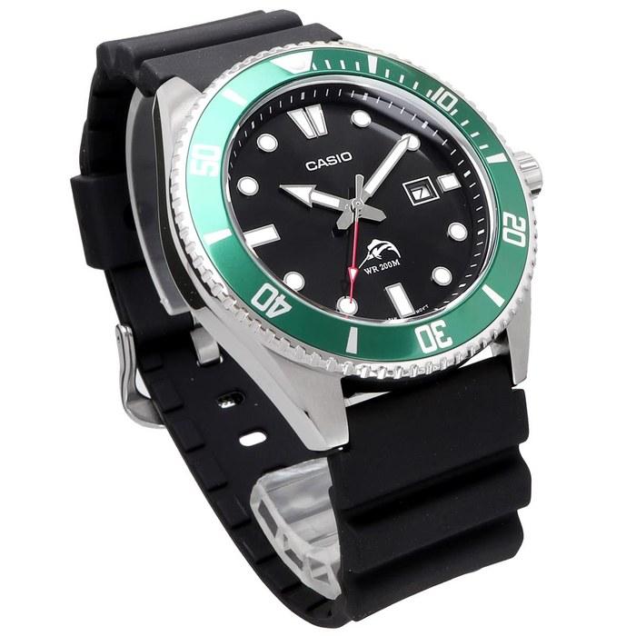 Casio MDV-106B-1A3V Diver Watch, Green Bezel, Men's