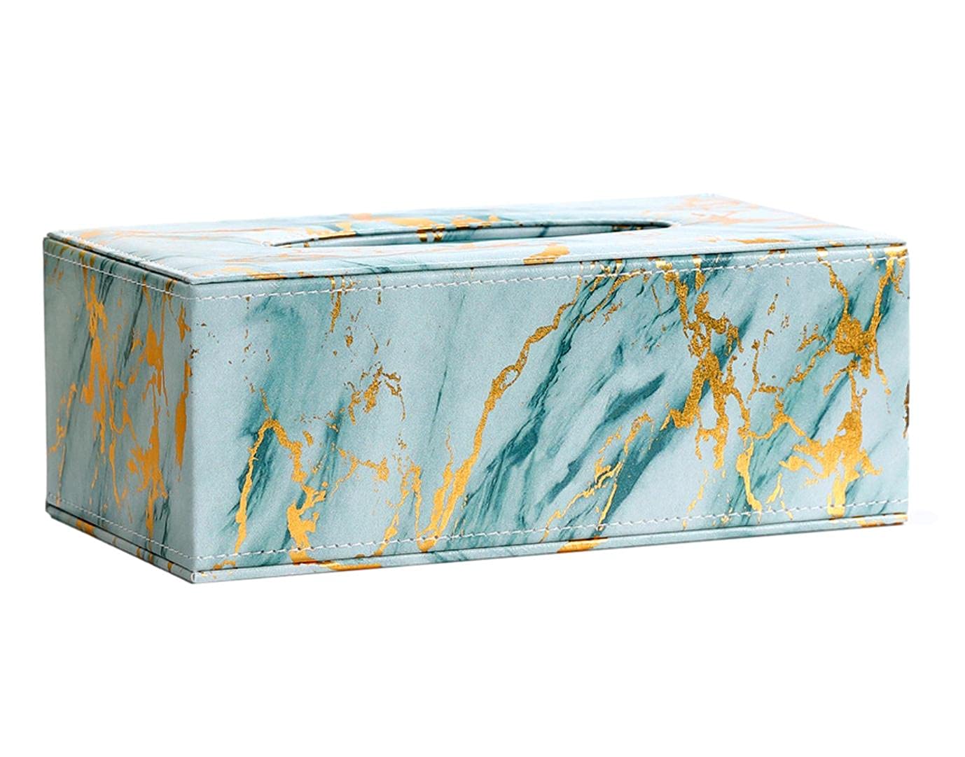 

Queen-b Marble Tissue Box Holder Cover, Elegant, Gorgeous, and Stylish, Luxurious PU Leather, Perfect for Tabletop Decor, Gift, or Present (Blue)