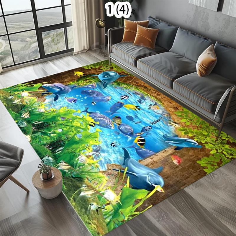 Underwater World Carpets Soft Non-slip Rugs Live Room Floor Mat Home Decor Kids Room Play Mat Carpet Easy To Clean Sofa Rugs