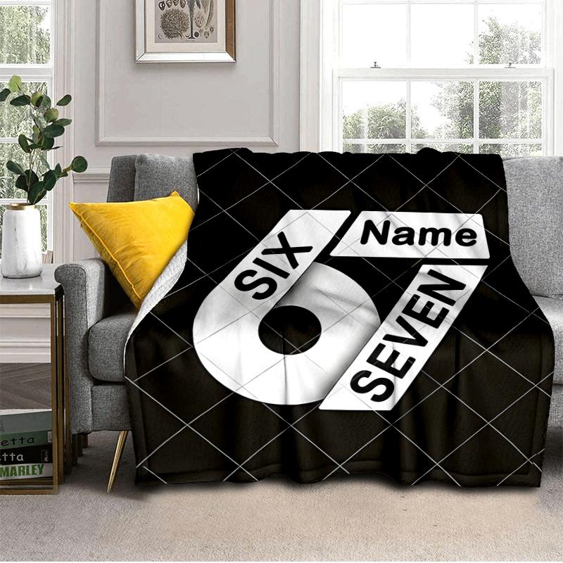 1PC Custom Name "Sixty-Seven Name Design" Flannel Blanket Versatile,all-season Throw Suitable for the Living Room,bedroom,camping,travel,and Gift