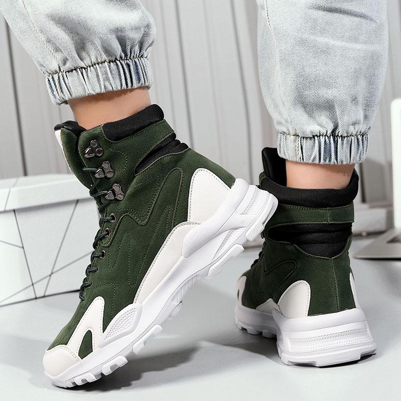 Mode Herrenstiefel Bequeme Herren Freizeitschuhe Atmungsaktive High Top Sneaker für Herren Outdoor Rutschfest Herren Stiefeletten Plateau