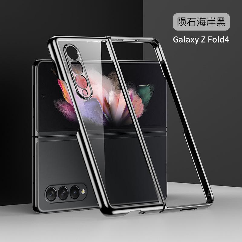 [Hot-selling] Applicable To Galaxy Z FOLD4 Folding Mobile Phone Case Electroplated Transparent ZFOLD3 Protective Case