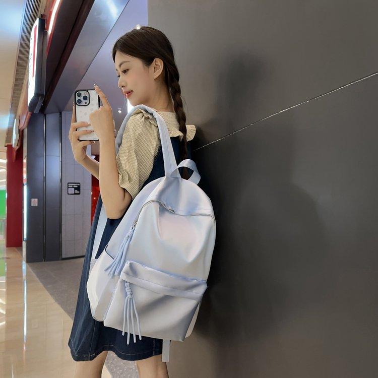 Schoolbag school bag solid color simple college student Japanese versatile backpack ins large capacity girl light backpack lazy wind