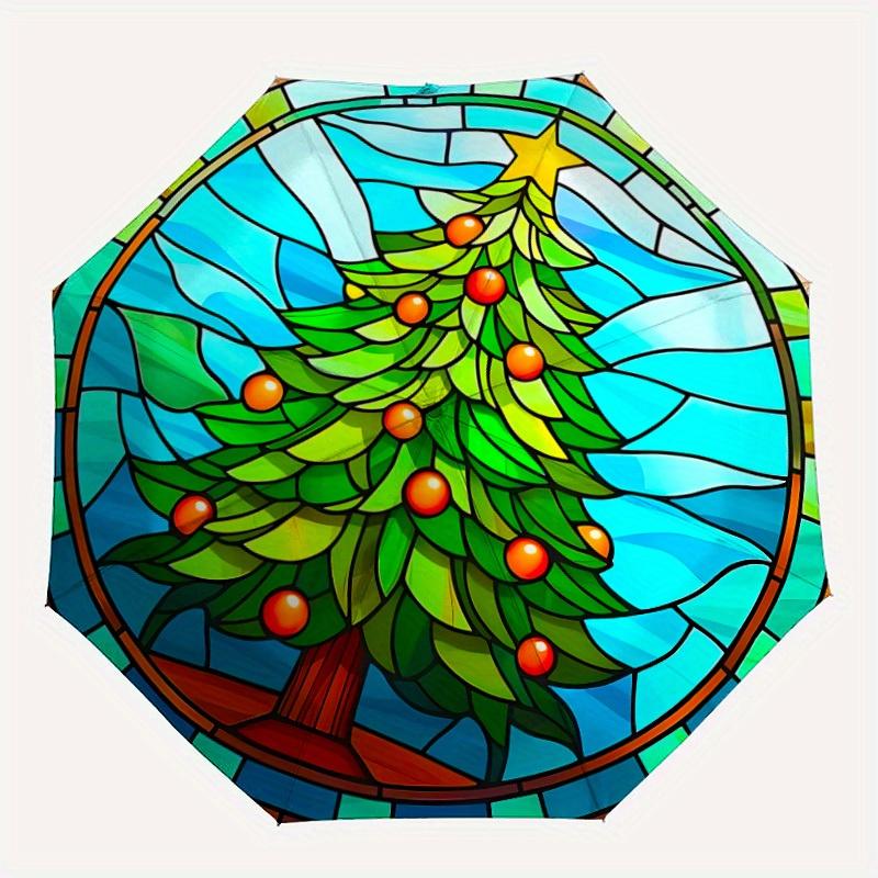 

1pc Christmas Tree Pattern Automatic Opening/Closing Folding Umbrella with 81 Ribs, Plastic Handle, Windproof Portable Sunshade Umbrella y250726121