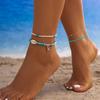 Summer Bohemian Multi-Layer Beaded Foot Decoration, Beach Style Casual Rice Bead Shell Anklet